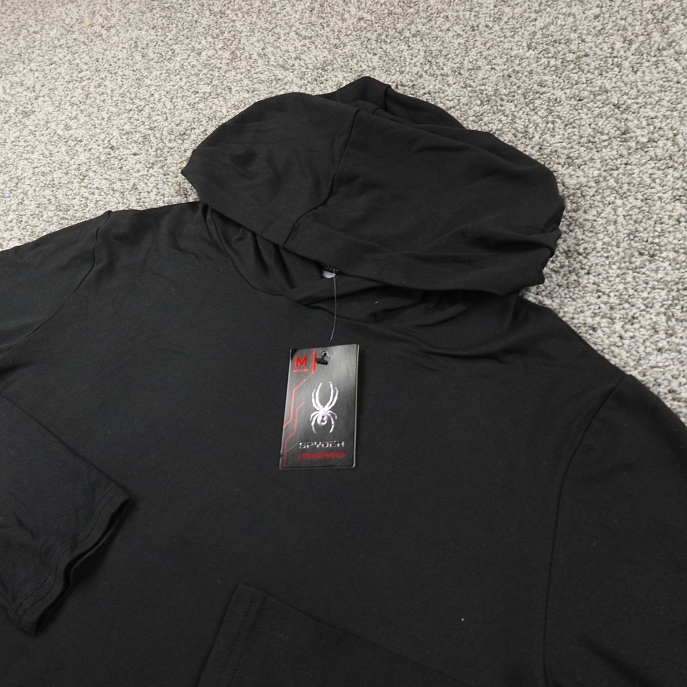 NEW Spyder Hoodie Mens M Black Lightweight Stretch Pullover Sweatshirt Athletic